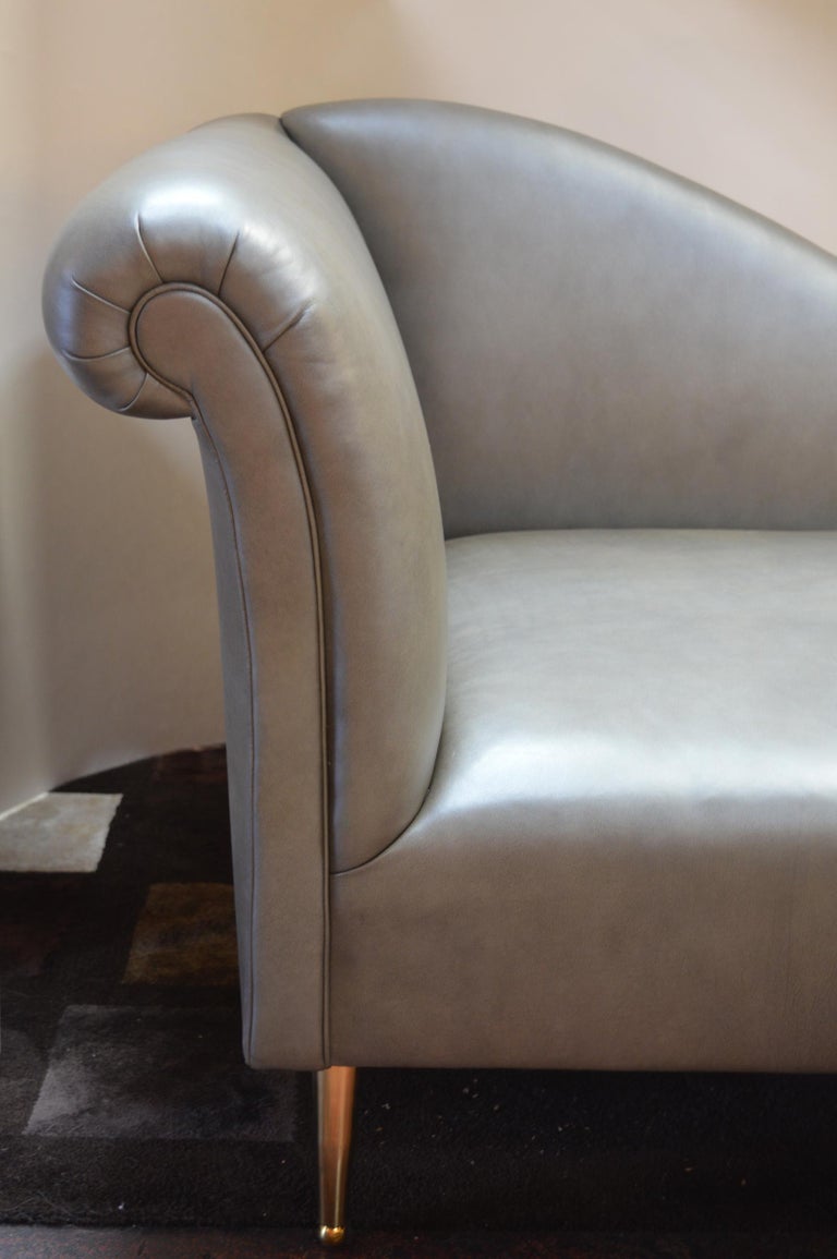 Grey Leather Chaise Longue at 1stDibs