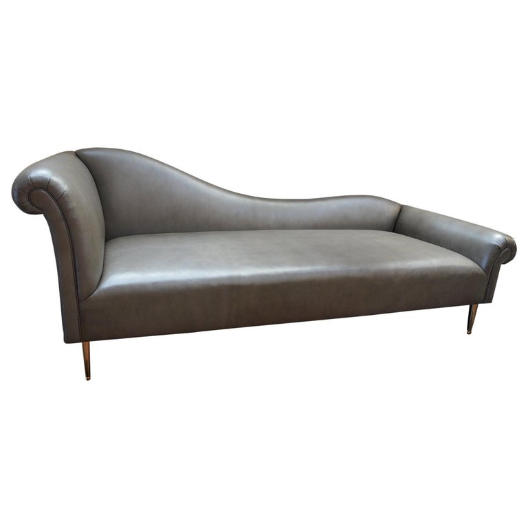 Grey Leather Chaise Longue At 1stdibs