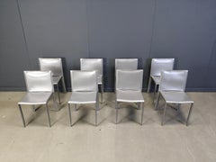 Grey leather dining chairs by Cattelan Italy, set of 8 - 1980s