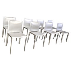 Grey leather dining chairs by Cattelan Italy, set of 8 - 1980s