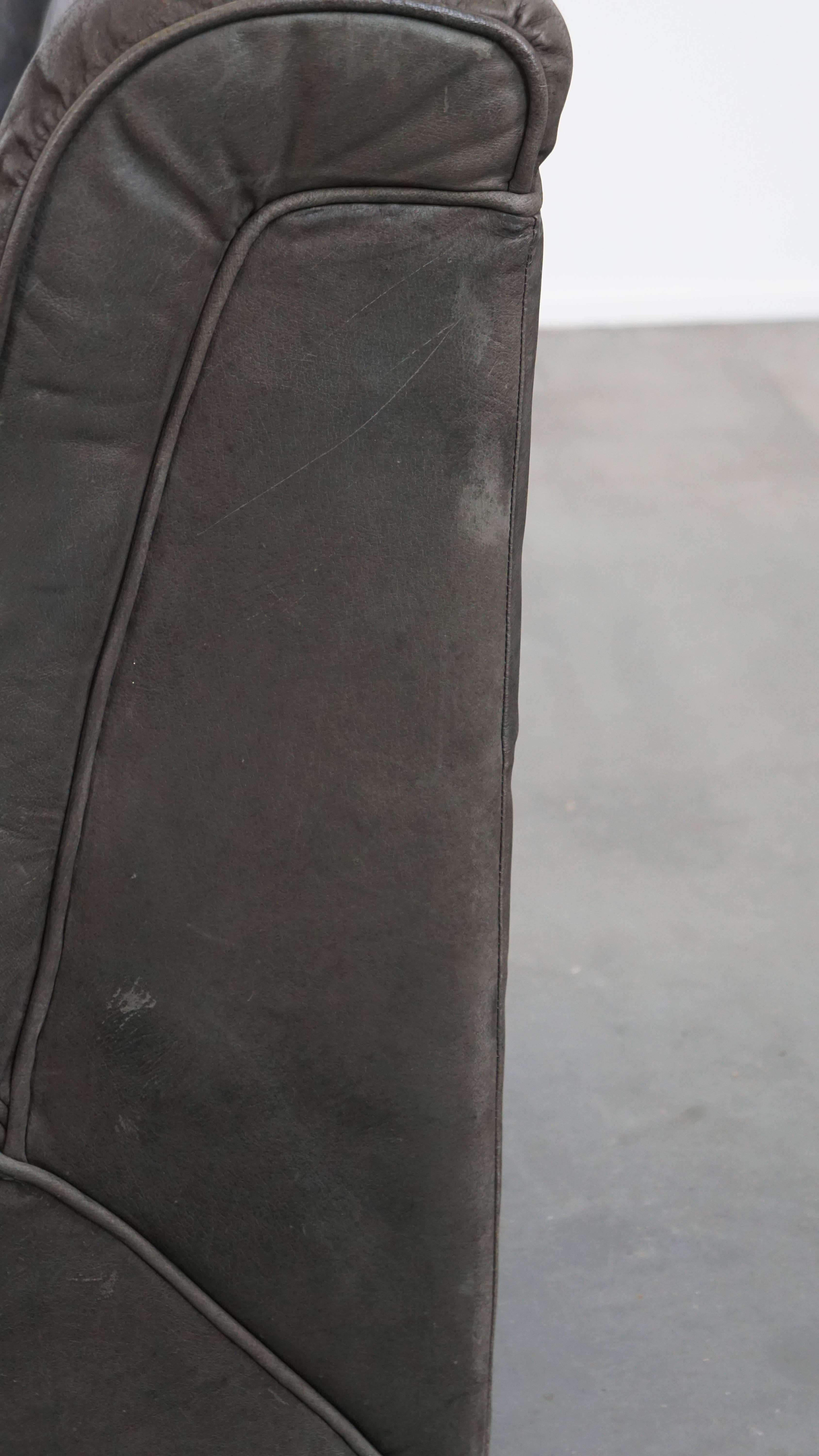 Grey leather elements design sofa 3 elements + footstool For Sale 6