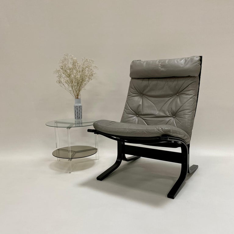 Grey Leather Lounge Chair by Ingmar Relling for Westnofa, Norway 1960s