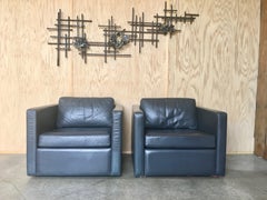 Grey Leather Lounge Cube Chairs
