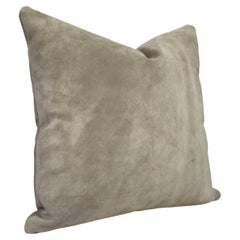 Grey Leather Pillow - Suede 