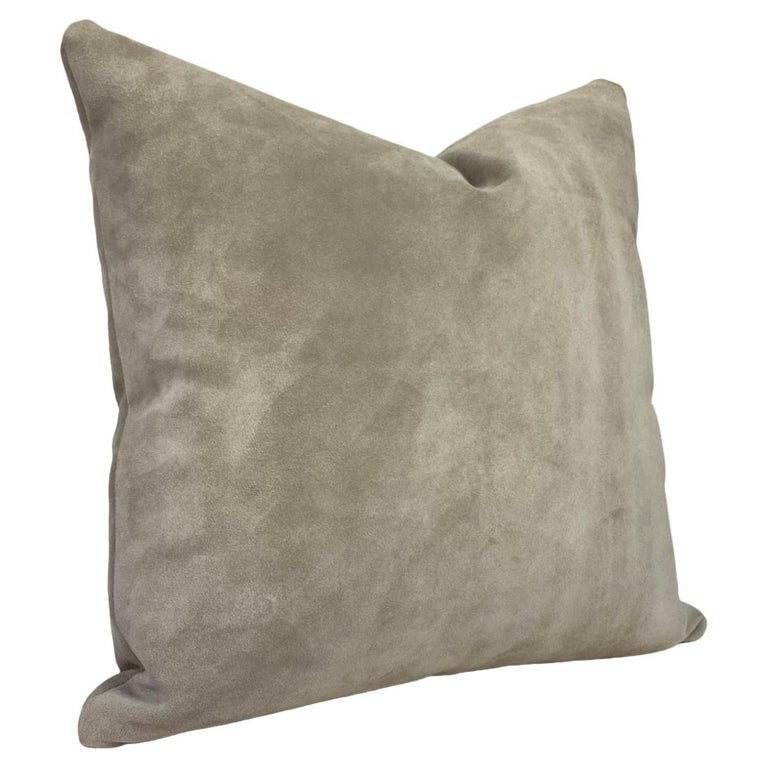 Grey Leather Pillow Suede For Sale at 1stDibs