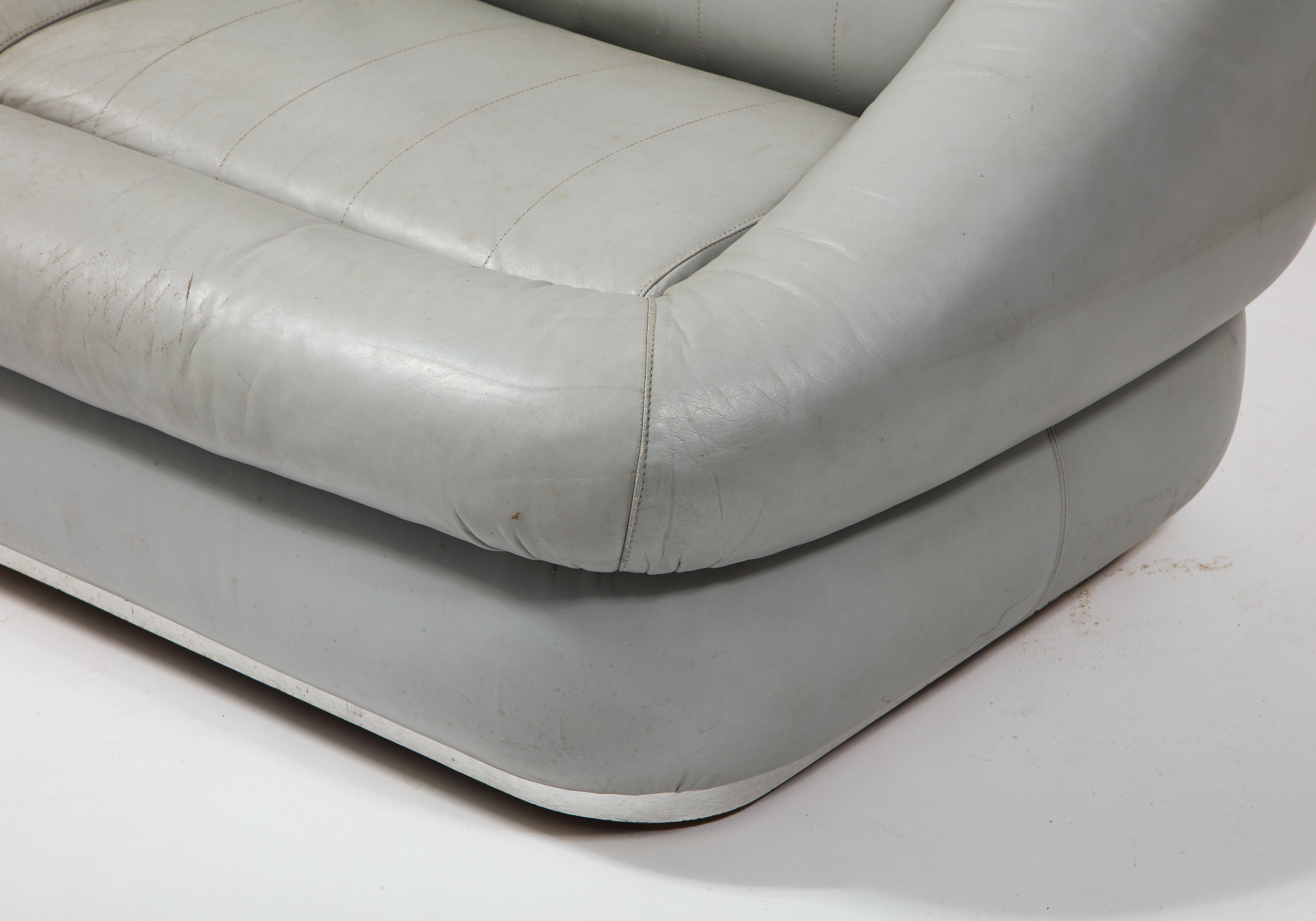 Grey Leather Settee by Cantu, Italy 1970's 1