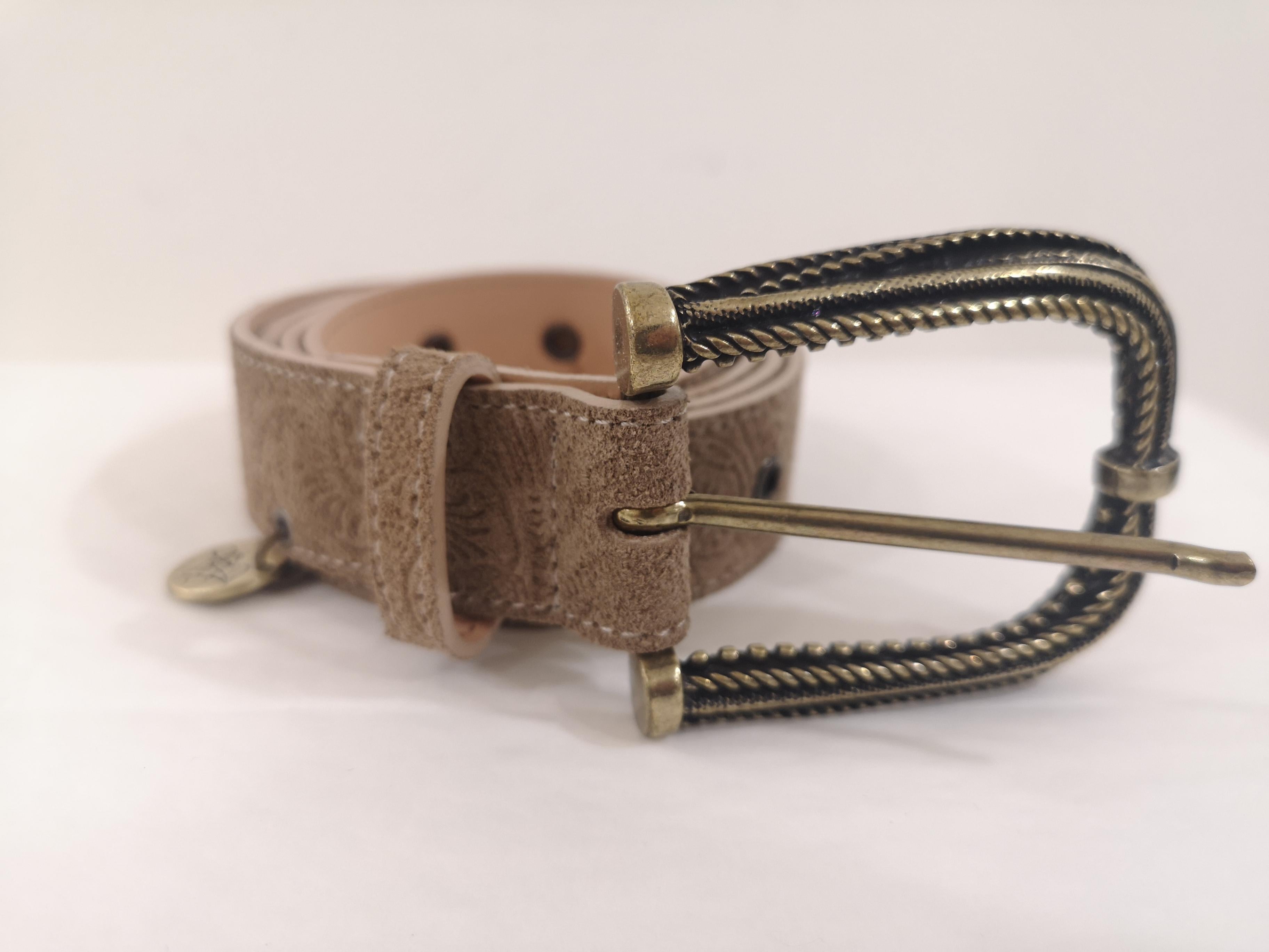 Brown Grey leather suede belt NWOT