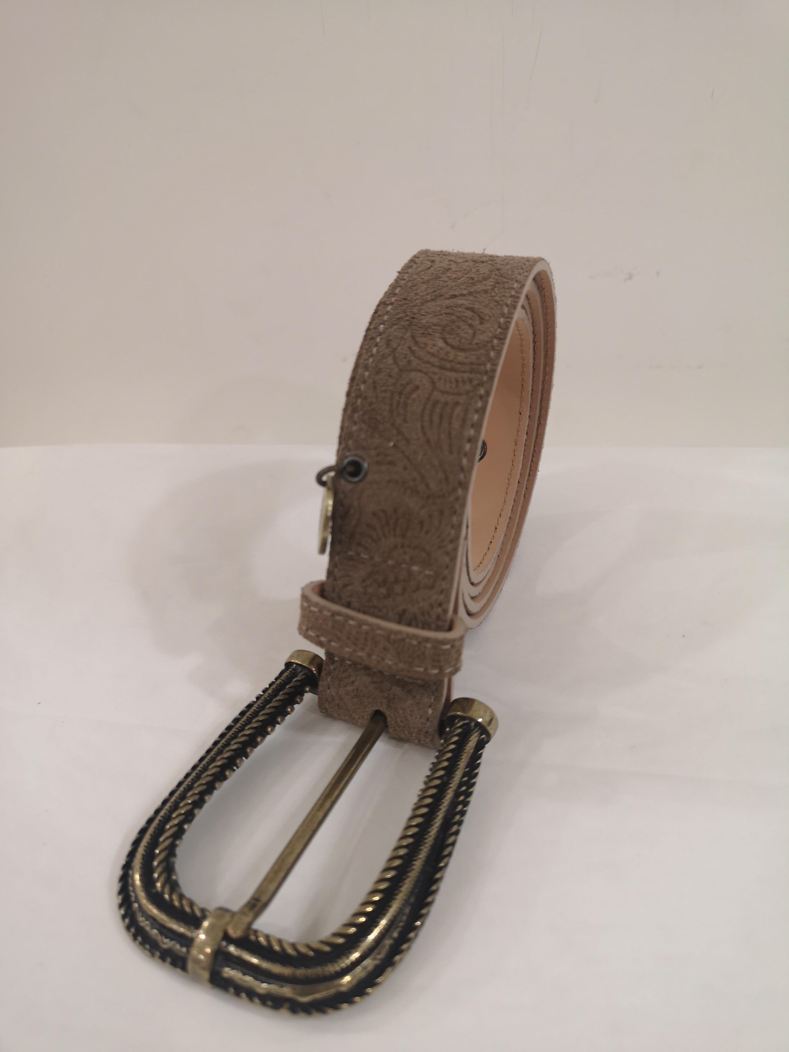 Grey leather suede belt NWOT 3