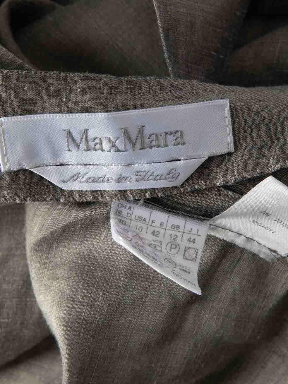 Grey Linen-Silk Blend Jacket & Midi Dress Set Size L In Good Condition In London, GB