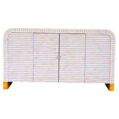 Sideboard mit grauen Linien und Intarsien, handgefertigt von Artisanal