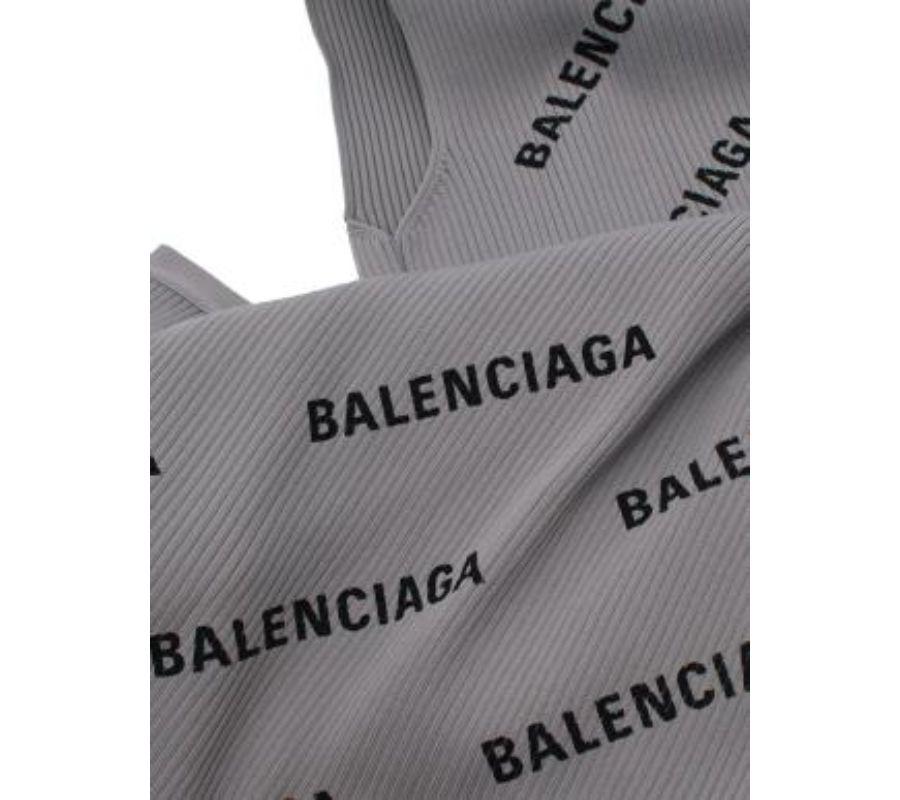 Gray Balenciaga Grey Logo Printed Ribbed-Knit Dress - S