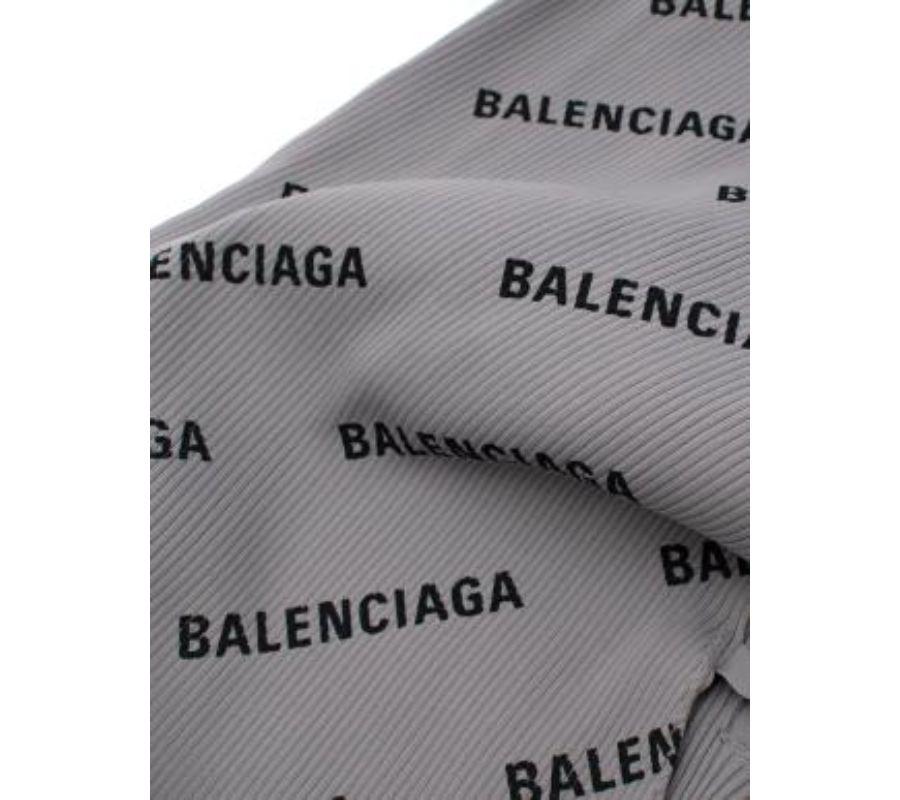 Women's Balenciaga Grey Logo Printed Ribbed-Knit Dress - S