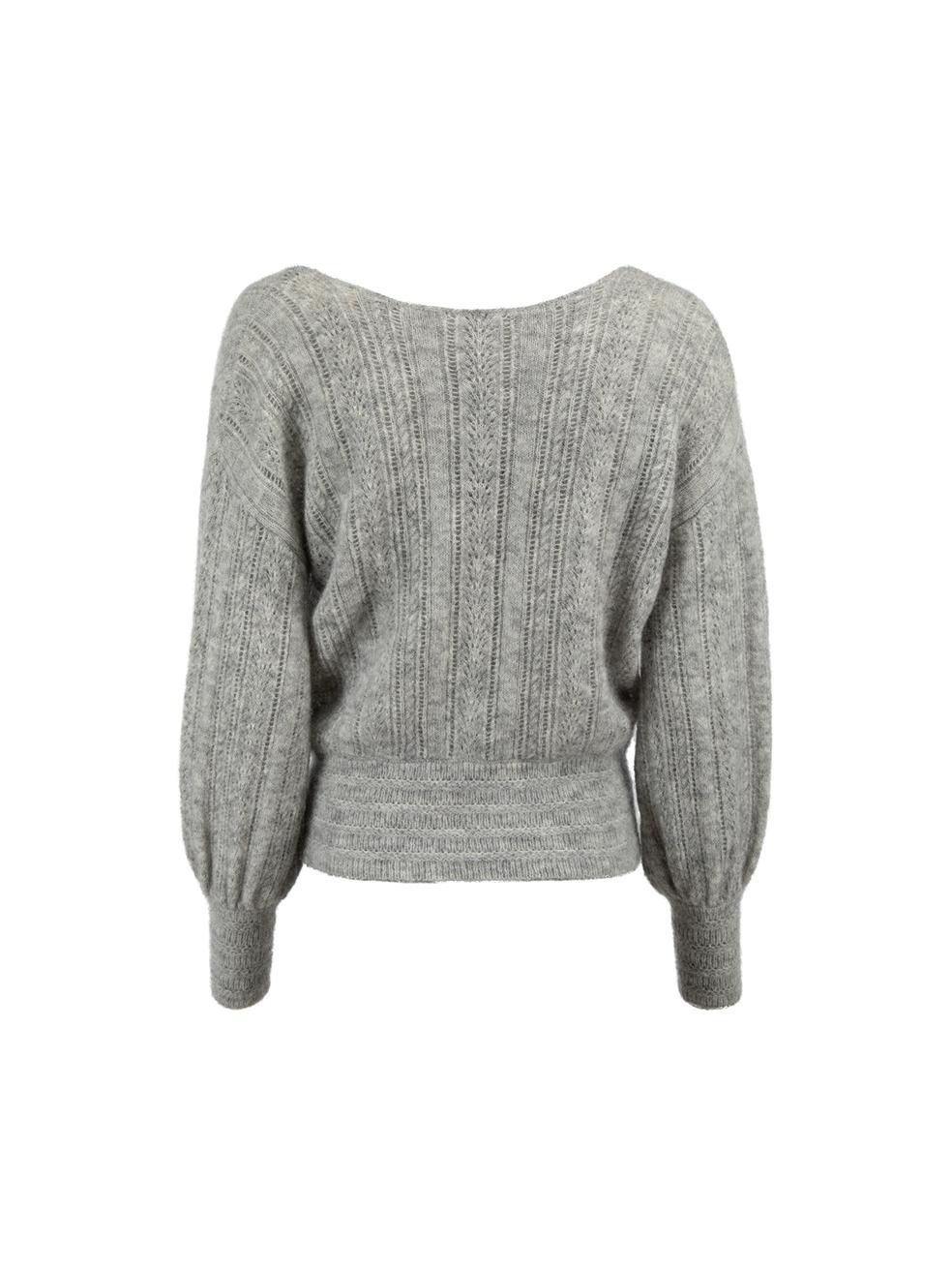 Grey Loose Knitted Wrap Jumper Size XS In Good Condition In London, GB