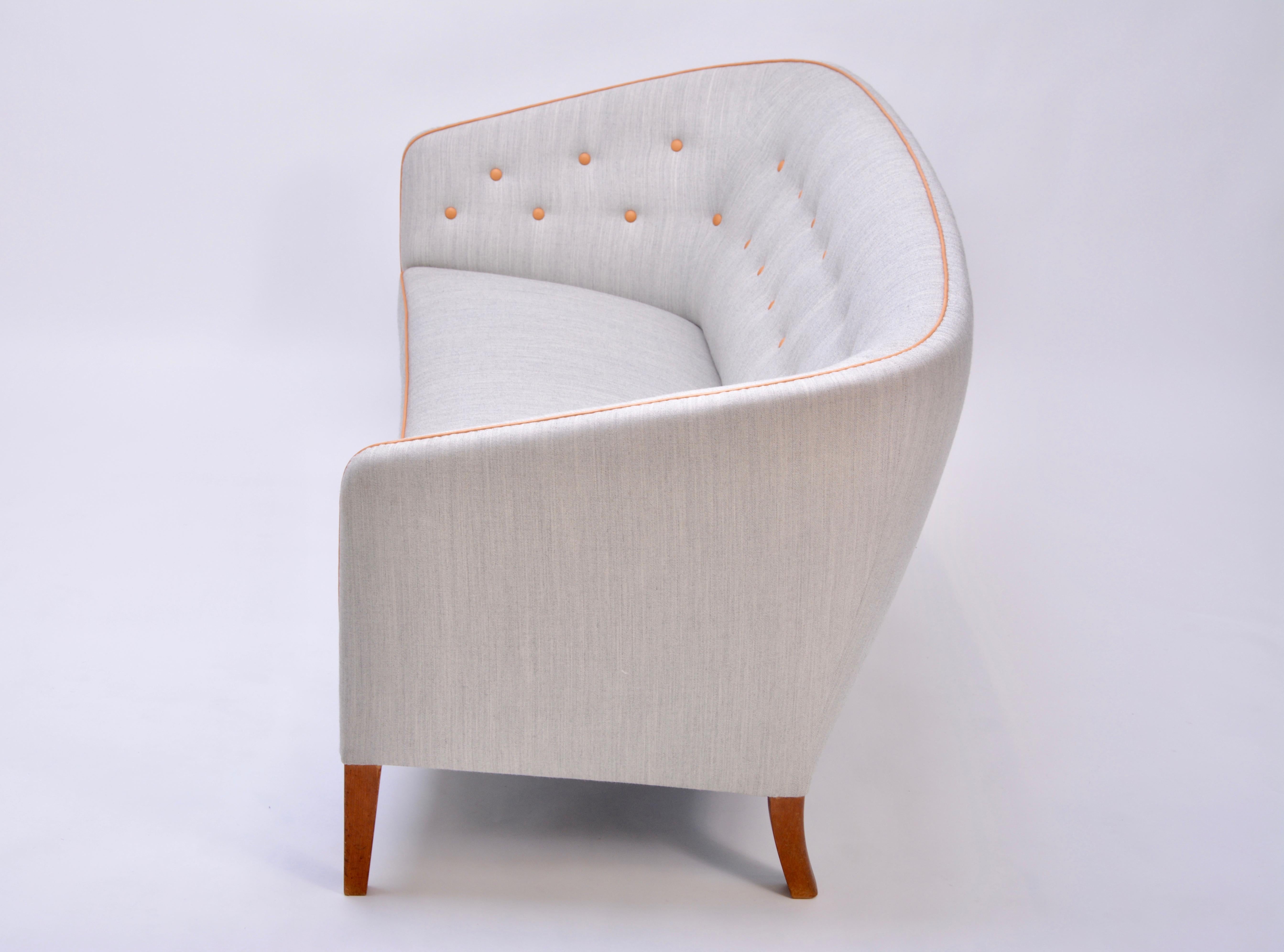 Grey Danish Mid-Century Modern three-seat sofa by Ludvig Pontoppidan  1