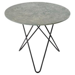 Grey Marble and Black Steel Dining O Table by OxDenmarq
