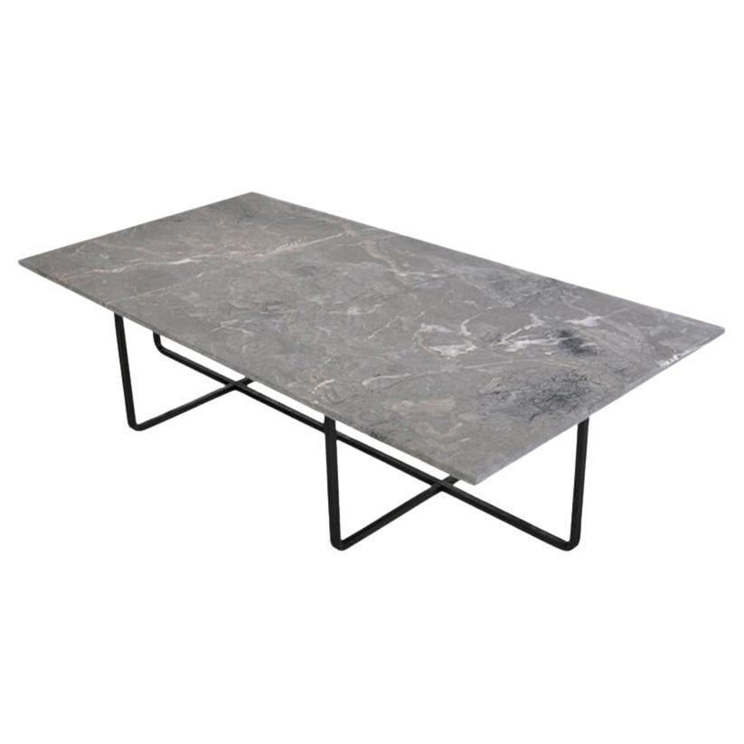 Grande table Ninety en marbre gris et acier noir d'OxDenmarq