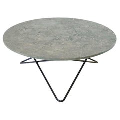 Grey Marble and Black Steel Large O Table by OxDenmarq