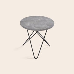 Grey Marble and Black Steel Mini O Table by Oxdenmarq