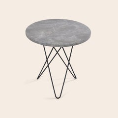 Grey Marble and Black Steel Tall Mini O Table by OxDenmarq
