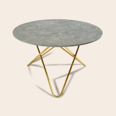 Grey Marble and Brass Big O Table by OxDenmarq