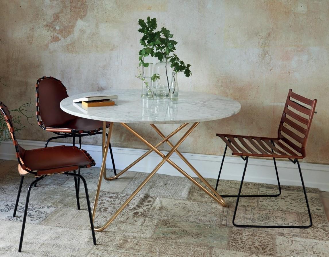Post-Modern Grey Marble and Brass Big O Table by OxDenmarq
