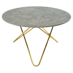 Grey Marble and Brass Big O Table by OxDenmarq