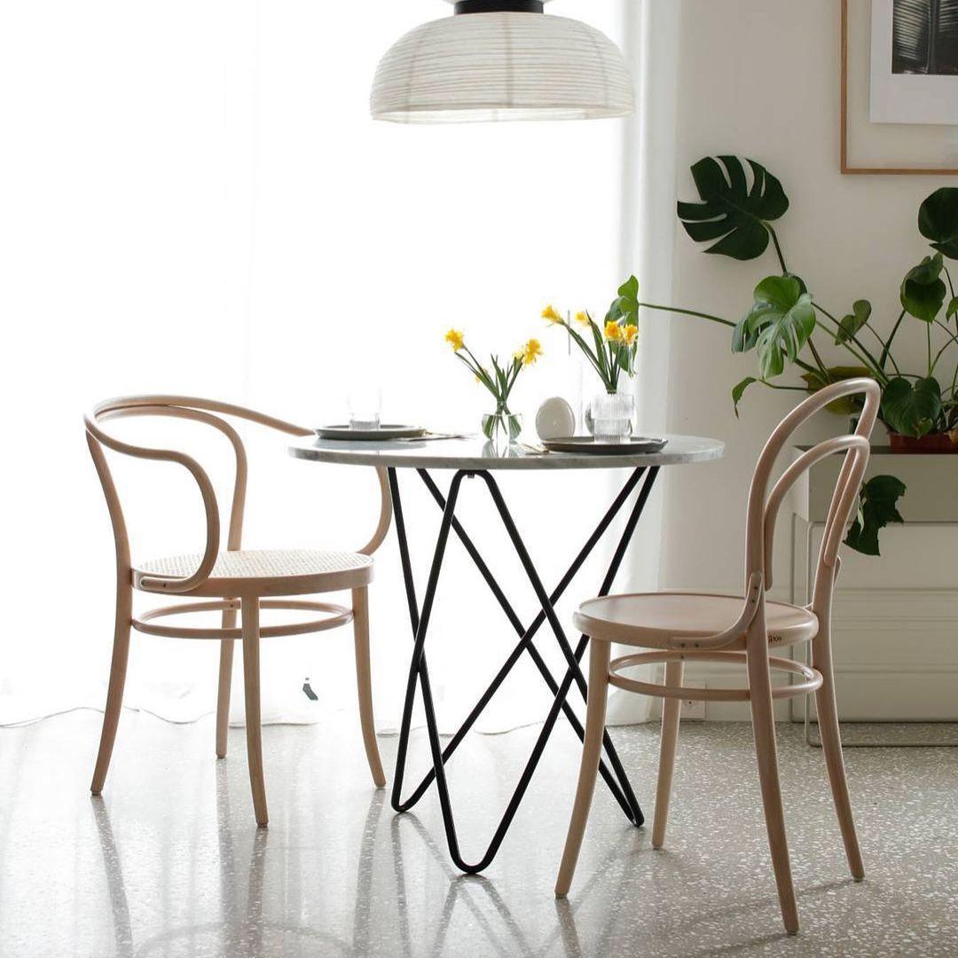 Danish Grey Marble and Brass Dining O Table by OxDenmarq