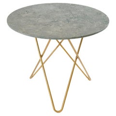 Grey Marble and Brass Dining O Table by OxDenmarq