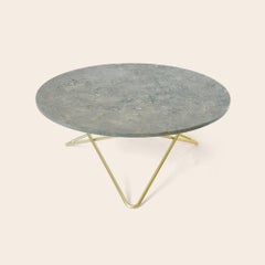 Grey Marble and Brass Large O Table by OxDenmarq