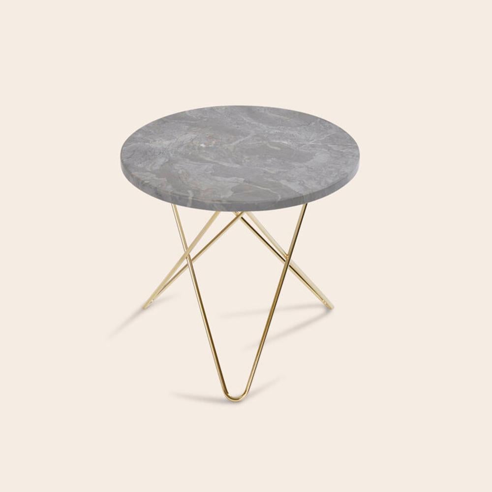 Grey Marble and Brass Mini O Table by OxDenmarq
Dimensions: D 40 x H 37 cm
Materials: Brass, Grey Marble
Also Available: Different top and frame options available,

OX DENMARQ is a Danish design brand aspiring to make beautiful handmade