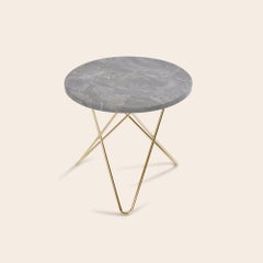 Grey Marble and Brass Mini O Table by OxDenmarq