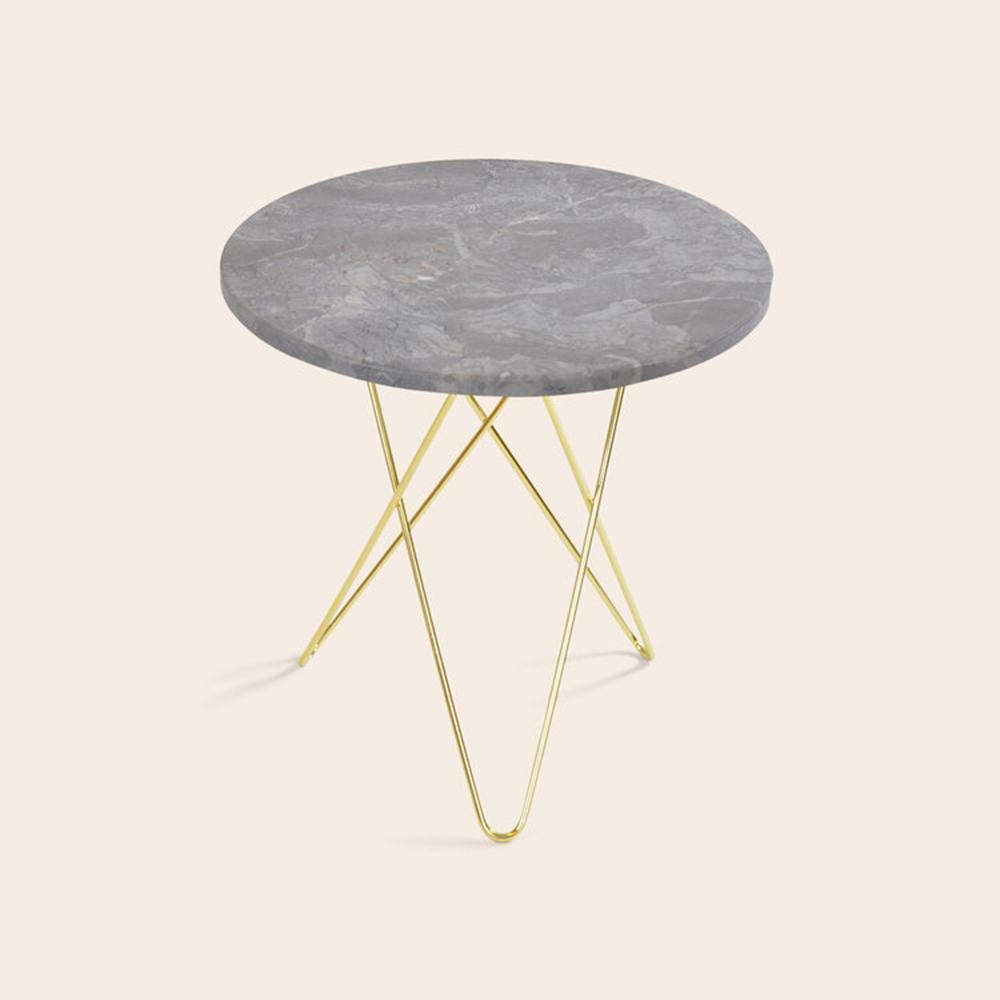 Grey Marble and Brass Tall Mini O Table by OxDenmarq
Dimensions: D 50 x H 50 cm
Materials: Brass, Grey Marble
Also Available: Different top and frame options available,

OX DENMARQ is a Danish design brand aspiring to make beautiful handmade