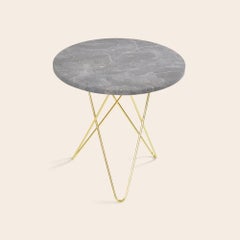 Grey Marble and Brass Tall Mini O Table by OxDenmarq