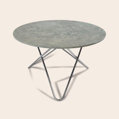 Grey Marble and Stainless Steel Big O Table by OxDenmarq