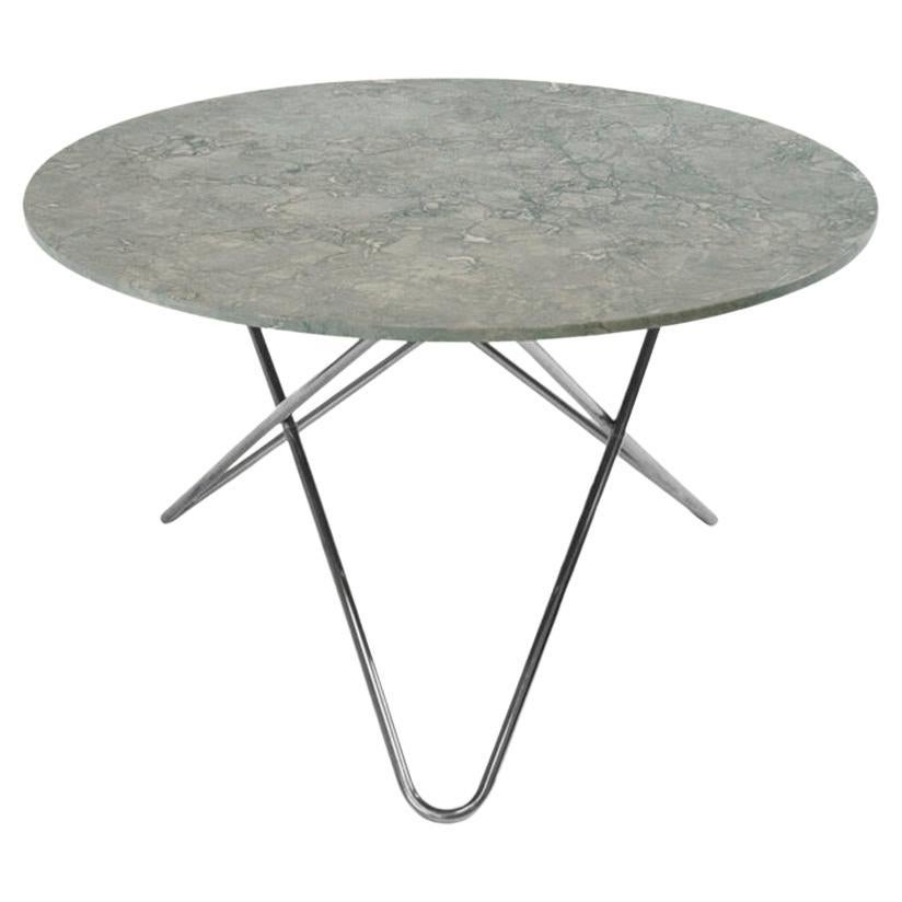 Grande table O en marbre gris et acier inoxydable d'OxDenmarq