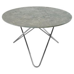 Grey Marble and Stainless Steel Big O Table by OxDenmarq