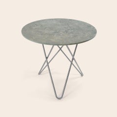 Grey Marble and Stainless Steel Large Dining O Table by OxDenmarq