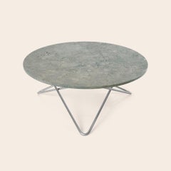 Grey Marble and Steel Large O Table by OxDenmarq