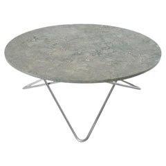 Grey Marble and Steel Large O Table by OxDenmarq
