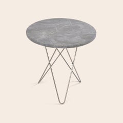 Grey Marble and Steel Tall Mini O Table by OxDenmarq
