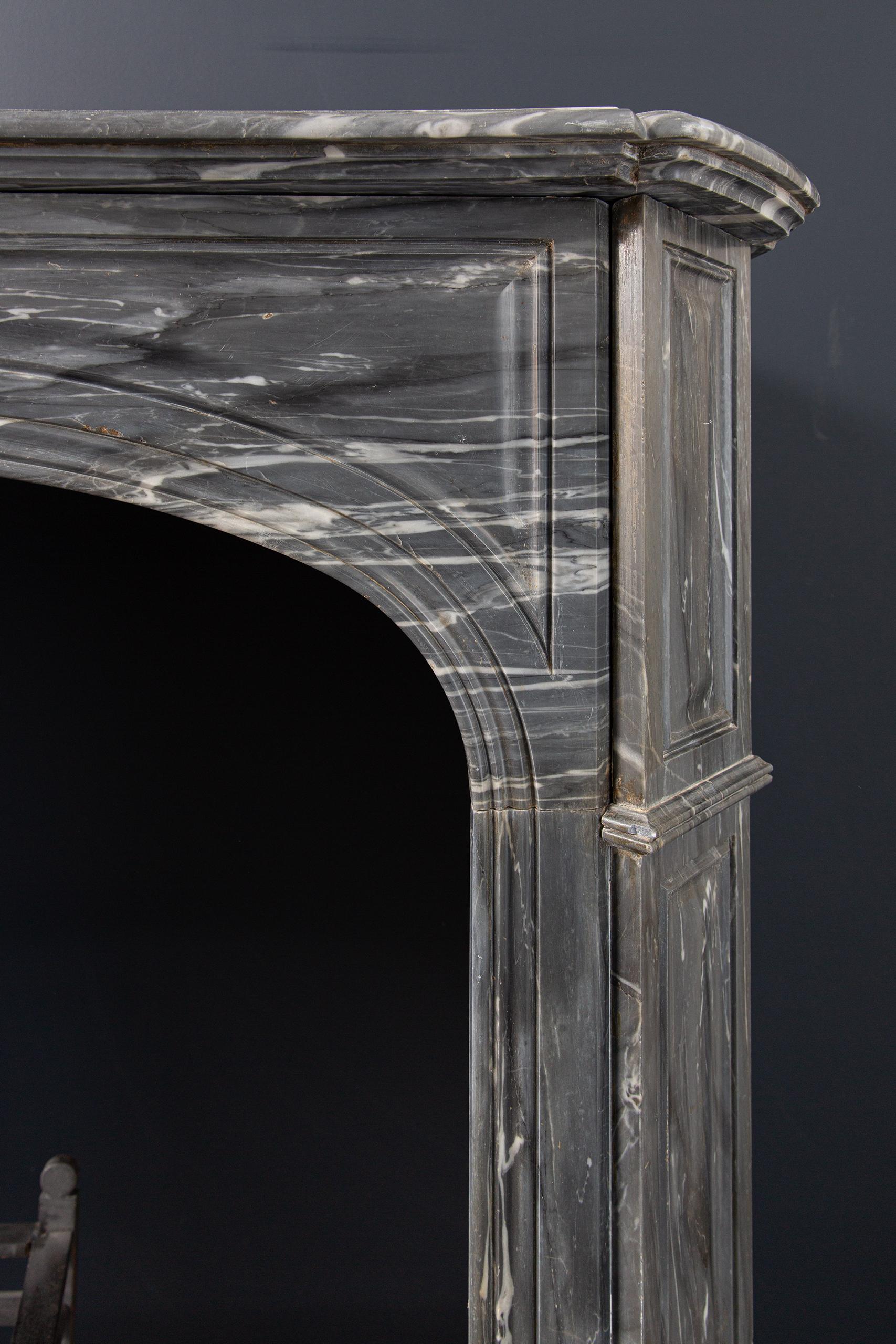 Grey Marble Antique Fireplace Surround For Sale 3