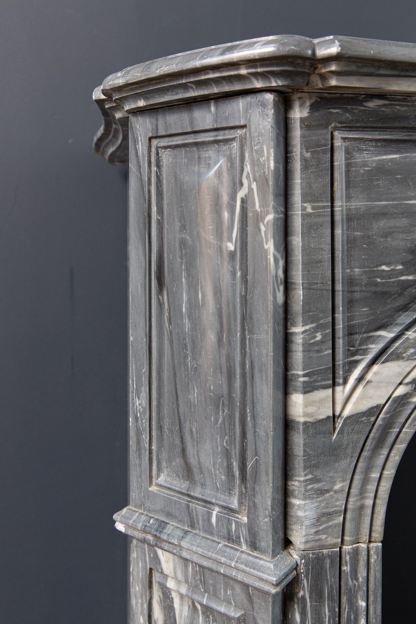 Grey Marble Antique Fireplace Surround For Sale 8