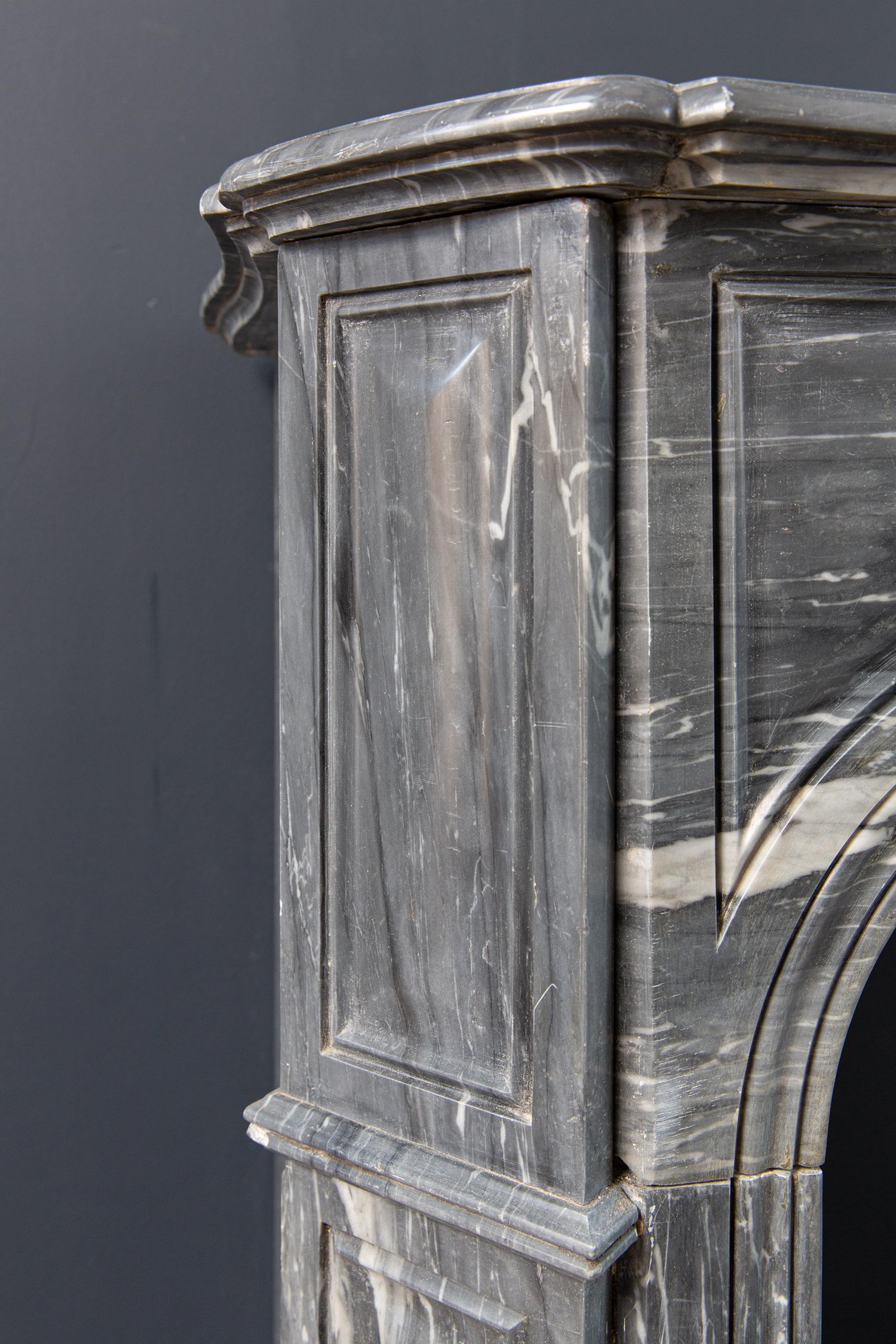 Grey Marble Antique Fireplace Surround For Sale 8