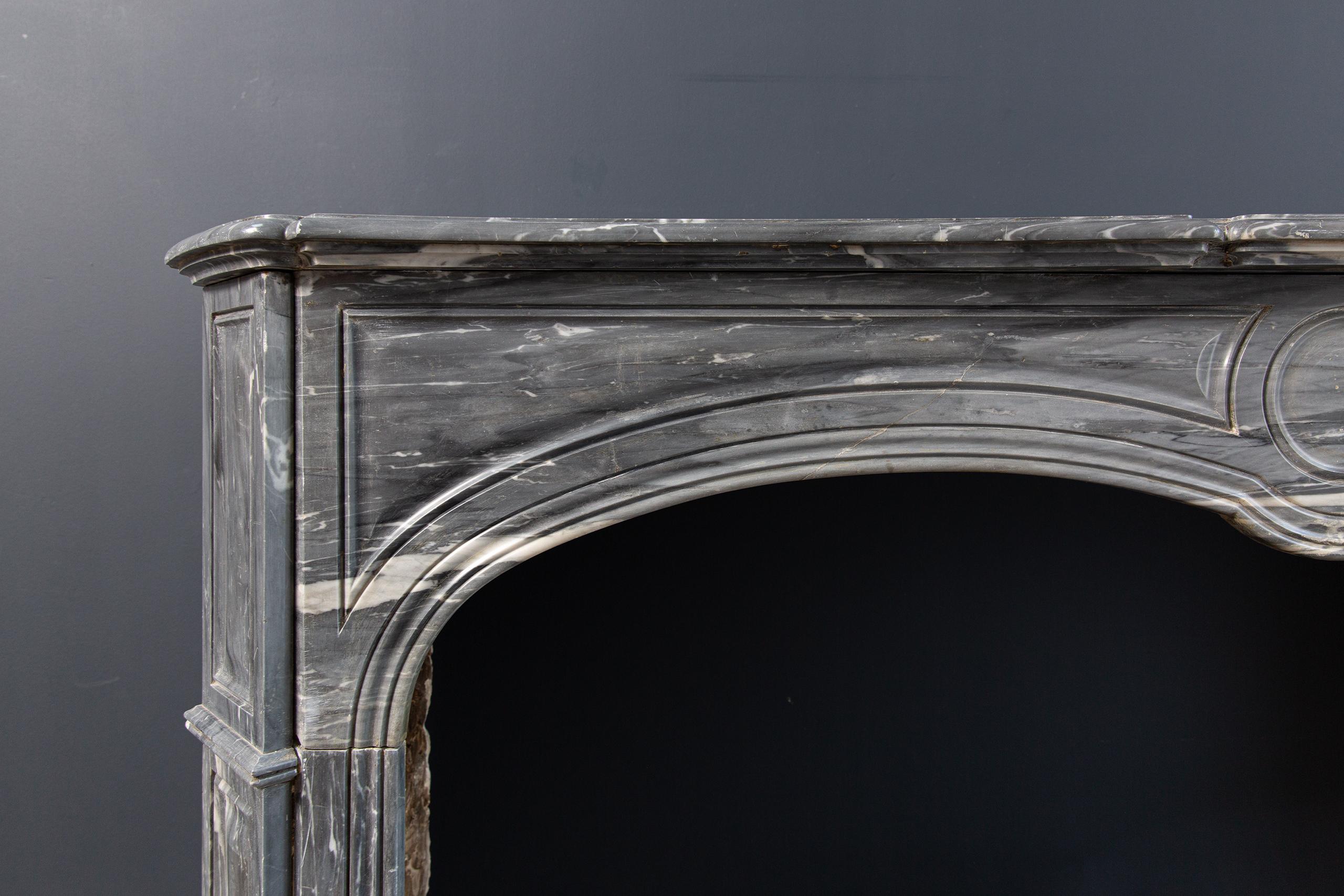 Louis XV Grey Marble Antique Fireplace Surround For Sale