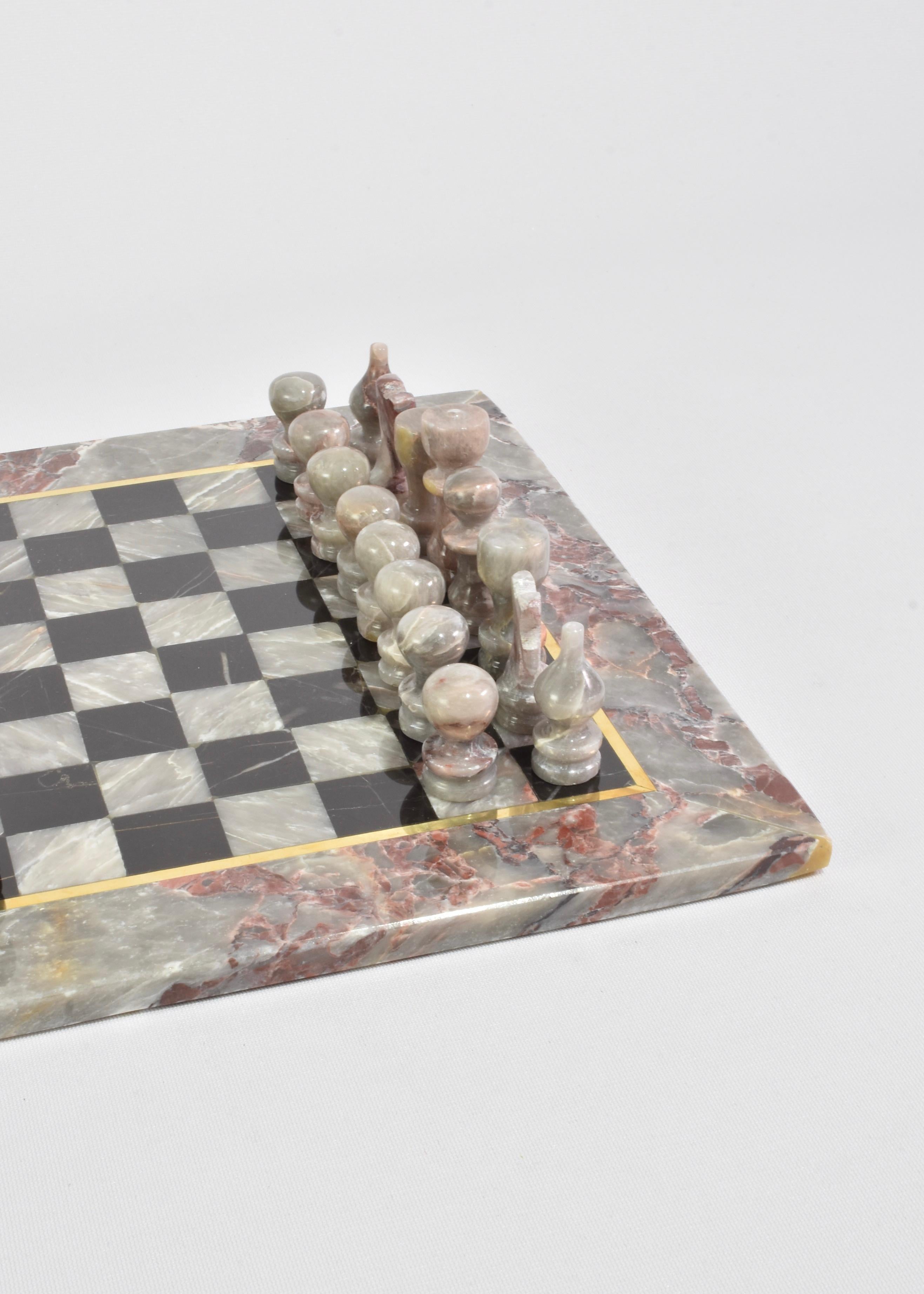 Jeu d'échecs en marbre gris Bon état - En vente à Richmond, VA