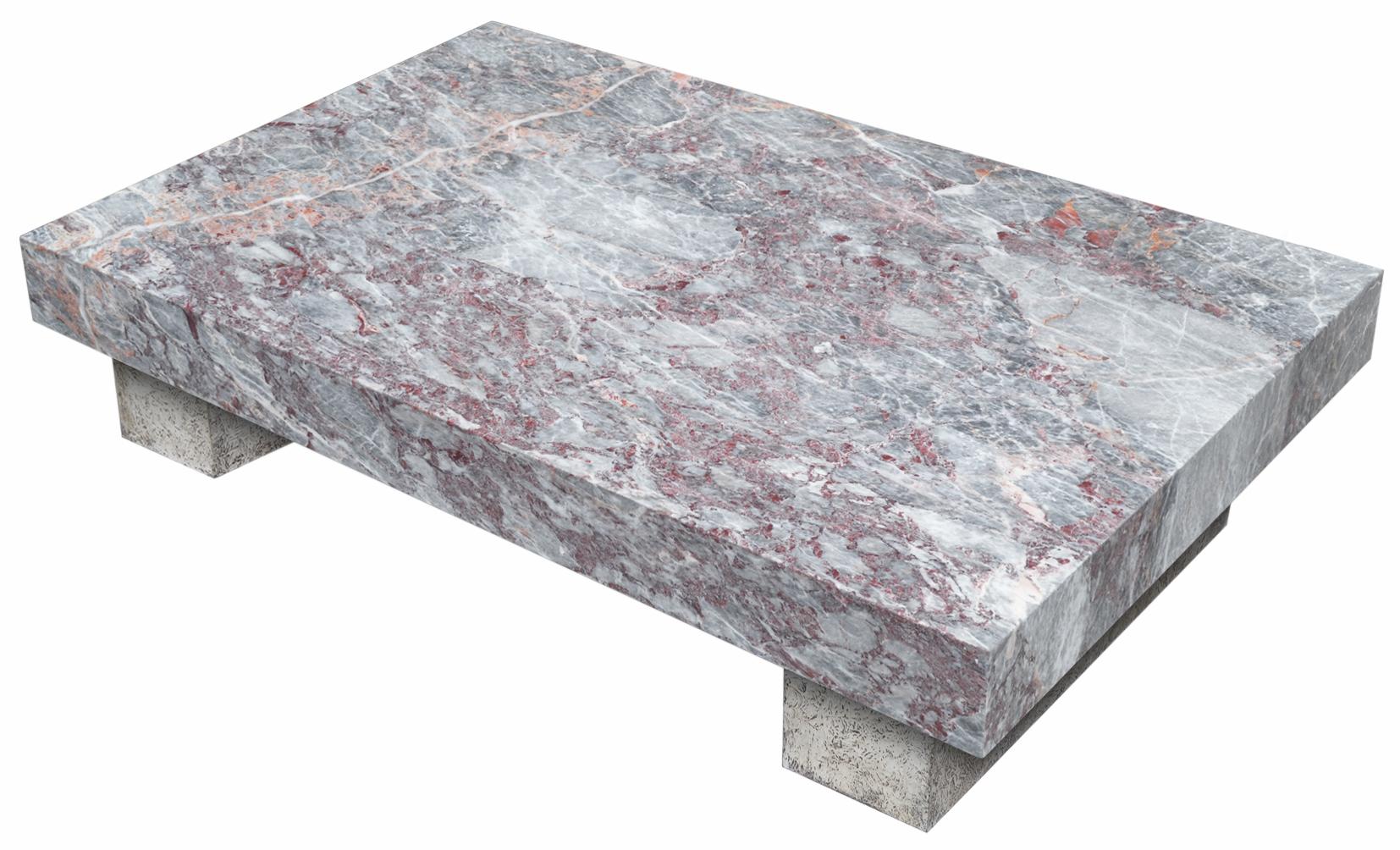 Modern coffee table with Grey Salomé marble top cm. Measures: 140 x 85 H. 32 - inches 55,12