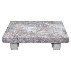 Grey Marble Coffee Table Texturised Wood Base Hand Patinated Silver Foil Finish