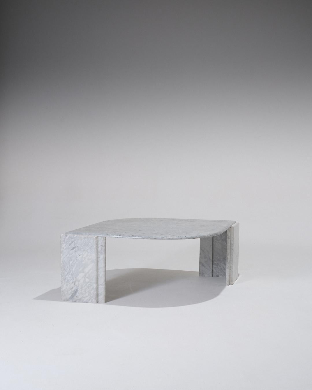 Grey Marble Drop-Shaped Coffee Table, 1980s For Sale 7