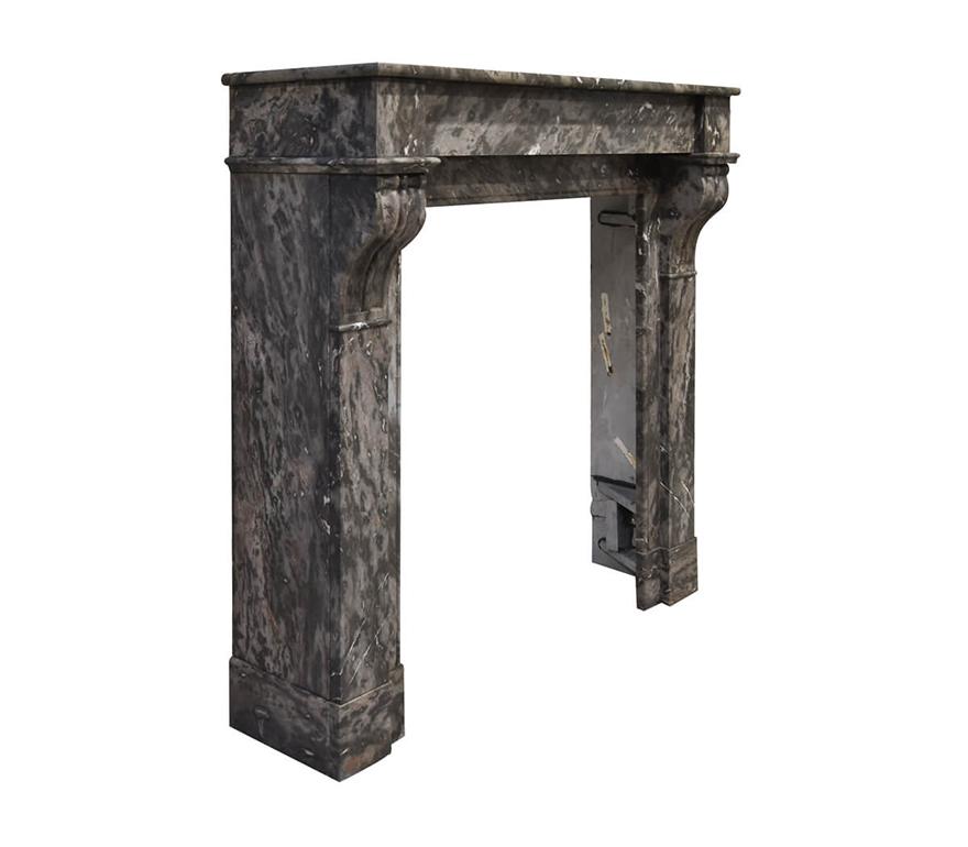 Beautiful grey marble fireplace mantel from the 19th Century
to place in front of the chimney.

See last picture to see all the dimensions.