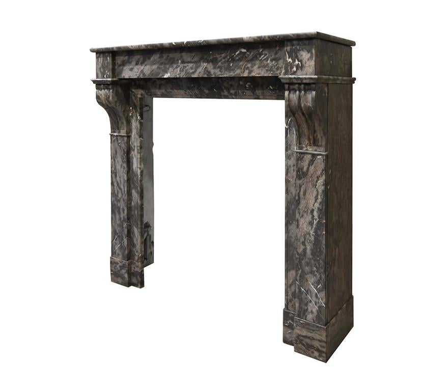 Late 19th Century Grey marble fireplace mantel 19th Century For Sale